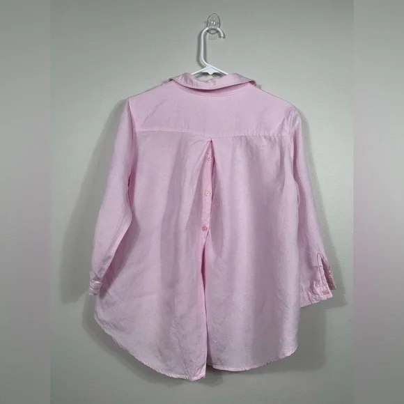Joan Vass NY Elegant Pink Button Down Women's Shirt Linen Work Career Size M - Picture 11 of 16